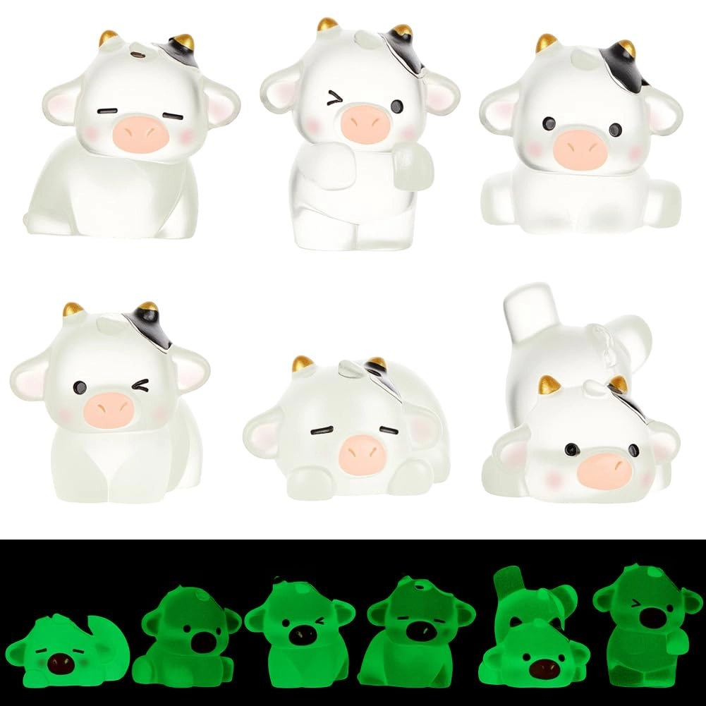 CREATCABIN Luminous Cow Car Dashboard Decor - Resin
