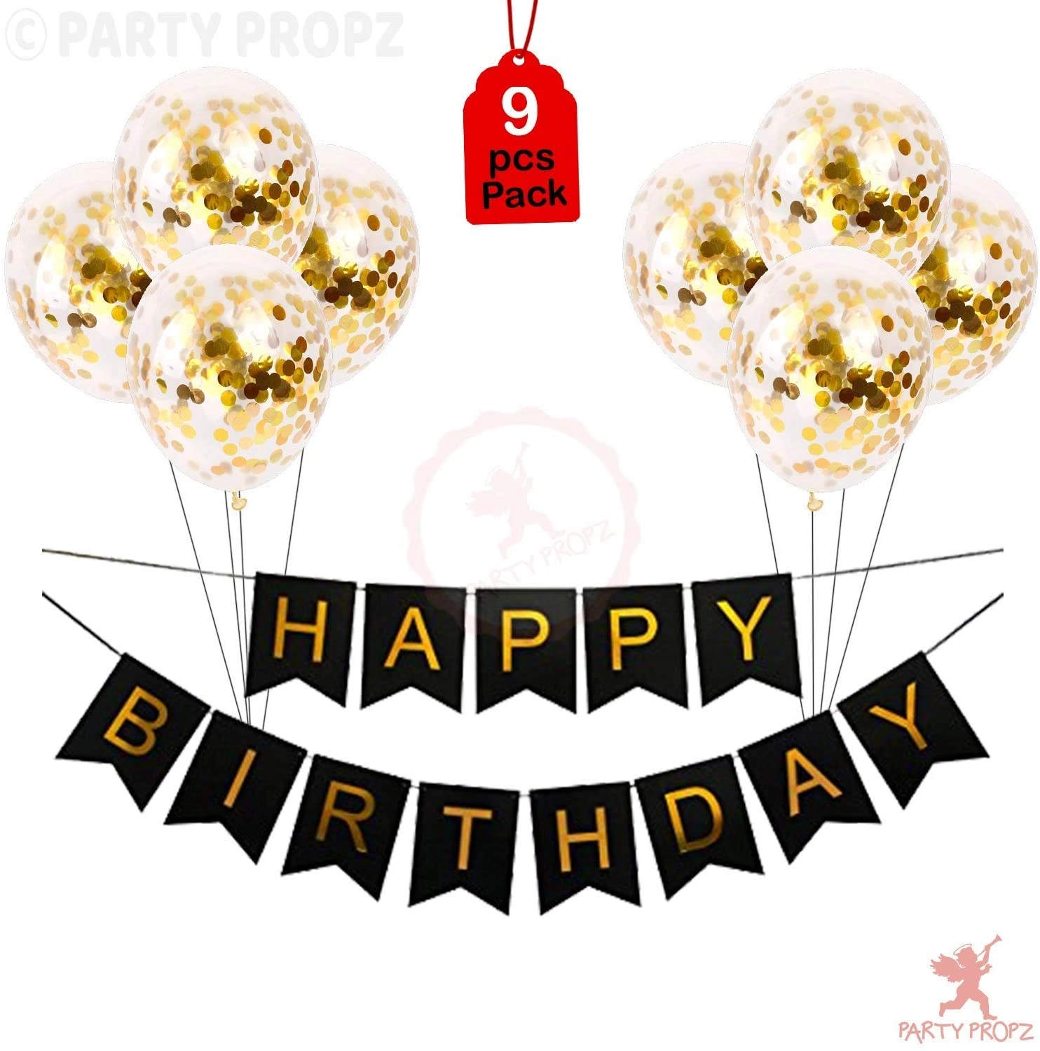 Birthday Banner With Confetti Balloons - 9 piece(s) Birthday