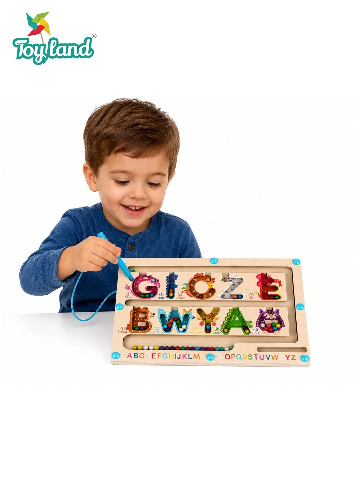 Toy Land UAE Magnetic Bead Maze Wooden Alphabet Learning Board - 3 years+