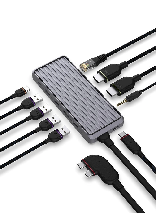 10 Port USB-C Hub - Dual Display 4K@60Hz 100W