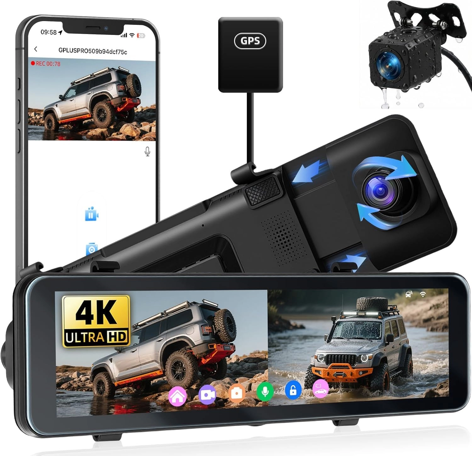 SIXWIN Smart Rearview Mirror - 4K
