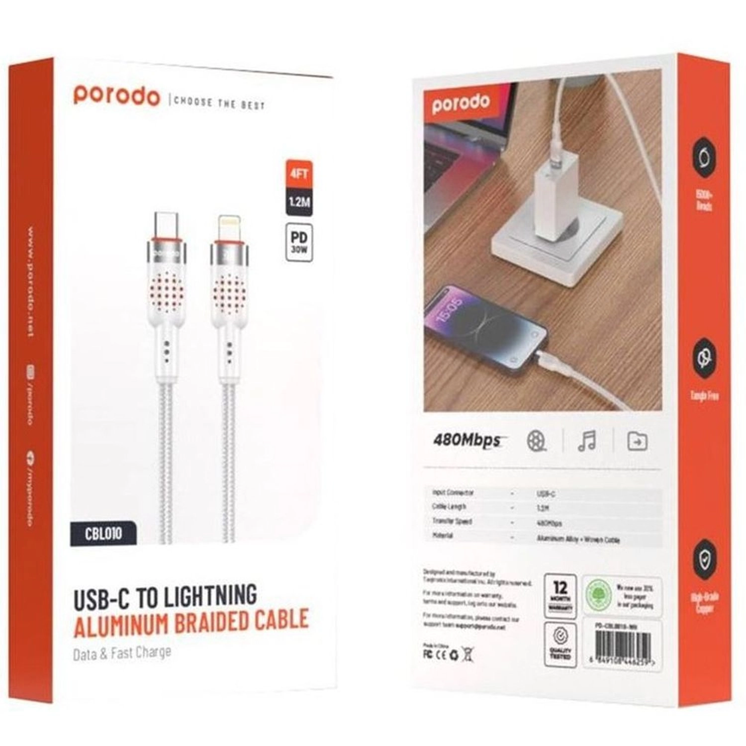 PD-CBL0004 USB-C to Lightning Cable 1.2m