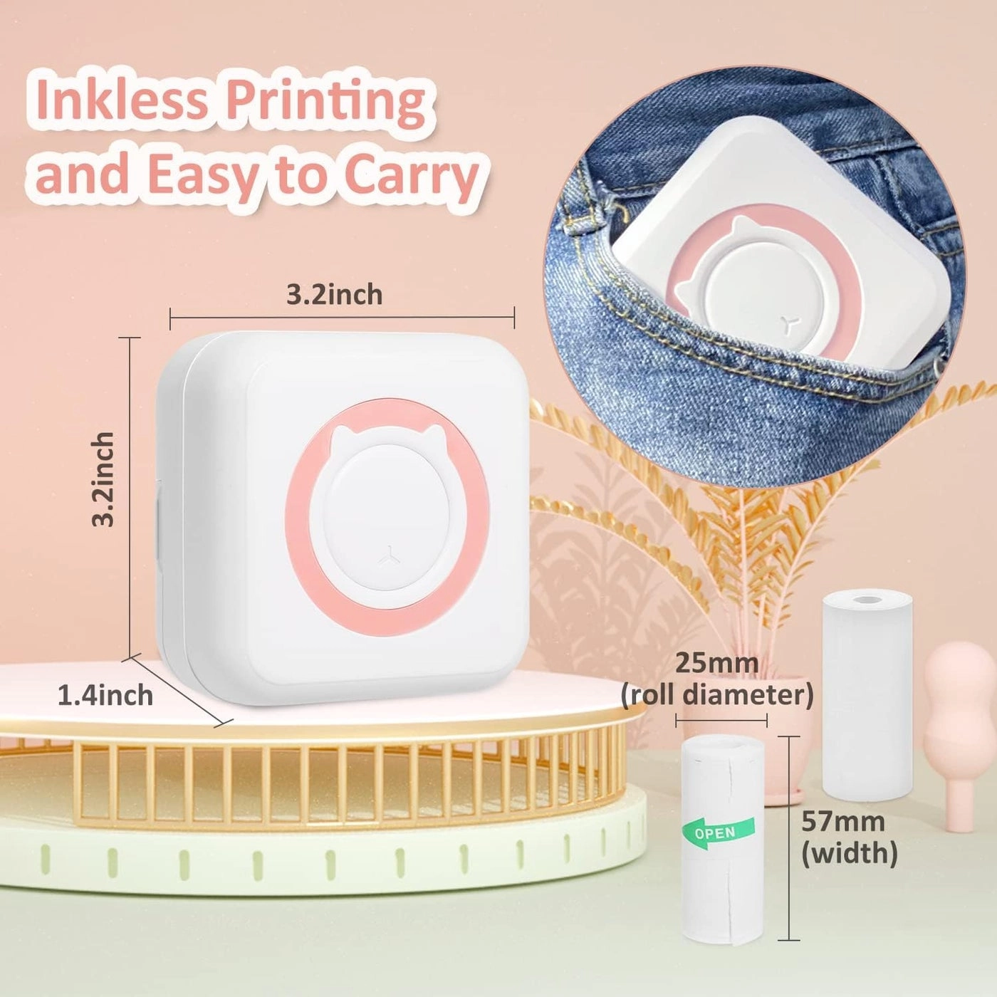 DEROVAN Smart Thermal Label Printer - Bluetooth 5.0 Portable