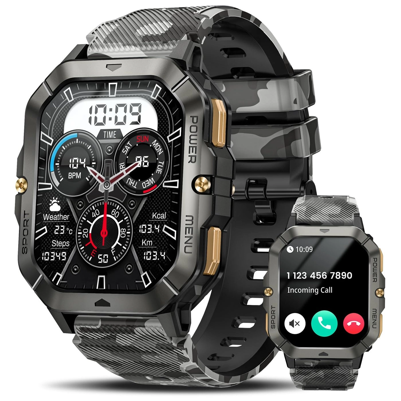Military Smart Watch - 100 Sport Modes Waterproof