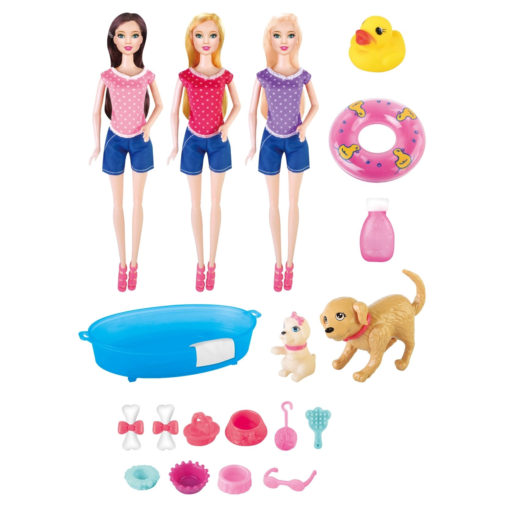Leila Bath Dog Fashion Doll - Multicolour Pack of 17
