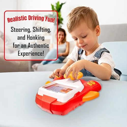 Kiddie Play Racing Car Steering Wheel - Lights Sounds 3 AA batteries