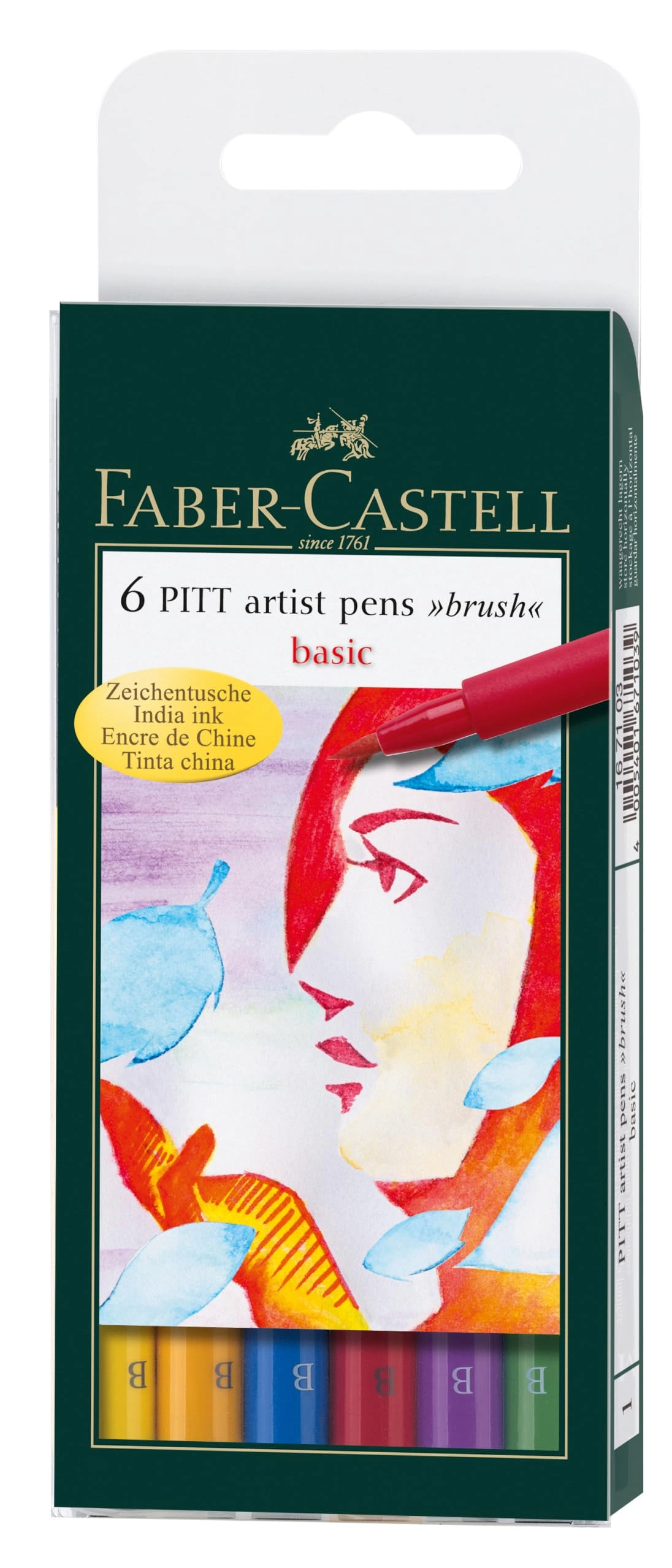 Faber-Castell PITT Artist - 6 Pieces Assorted Ink Color