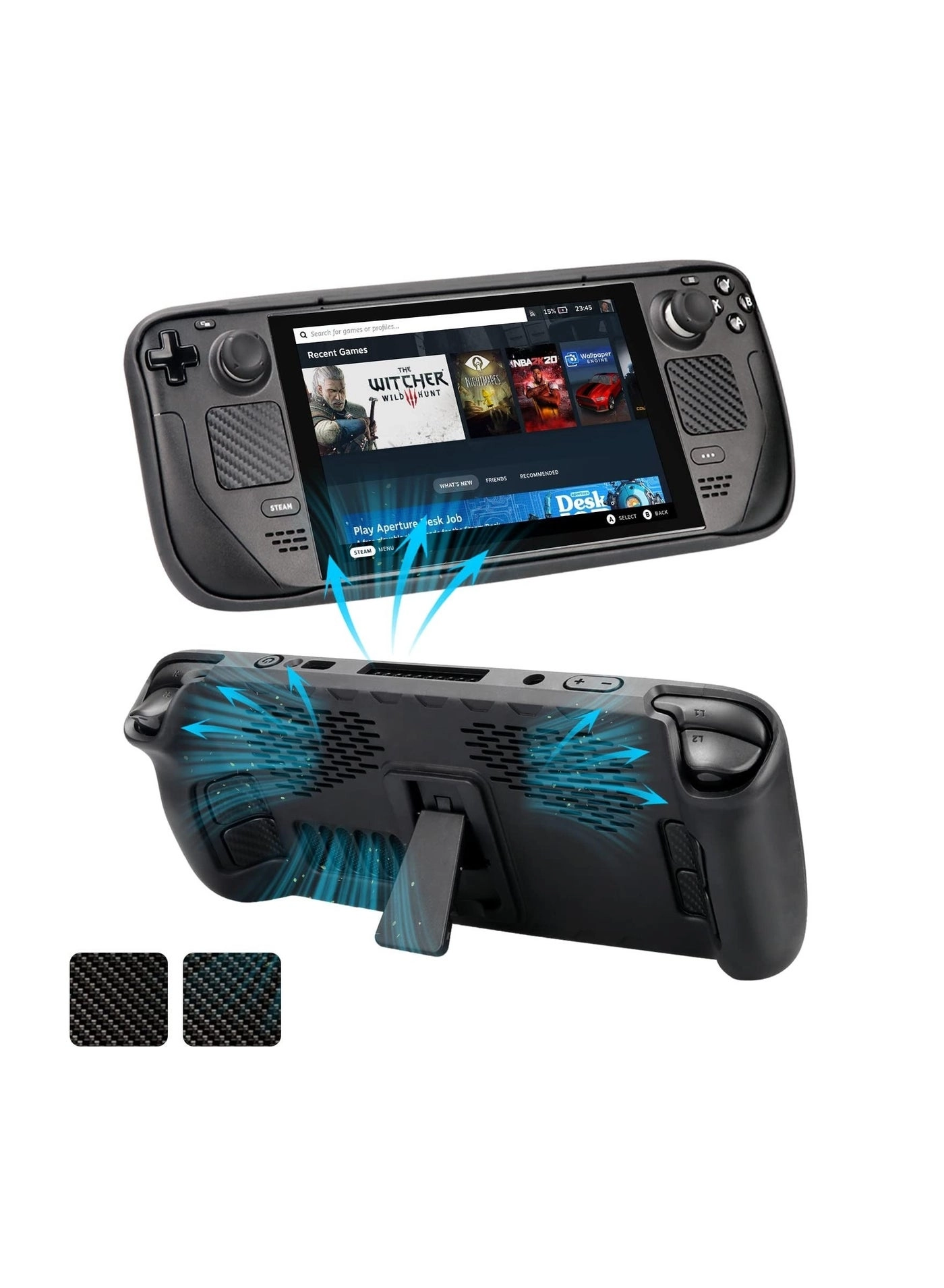 Captaintech Foldable Kickstand Protective Case for Steam Deck - TPU Black