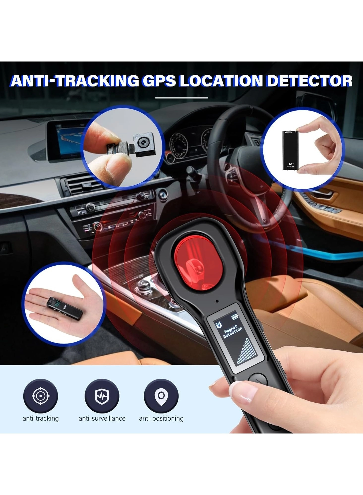 Hidden Camera Detector - Display Screen 5 Sensitivity Levels 4 Modes