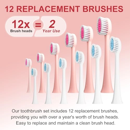 Electric Toothbrush - 2 Pack 12 Heads IPX7 Waterproof
