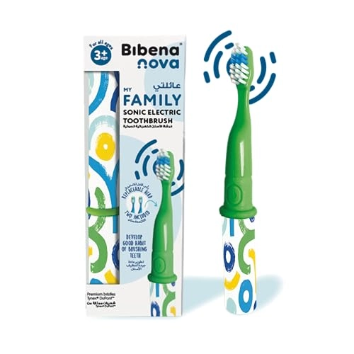 Family Sonic Toothbrush - Battery-Powered Replaceable Green