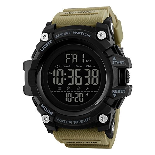Multifunctional Waterproof Watches Outdoor Sports Digital Military LED Double Time 54mm Plastic