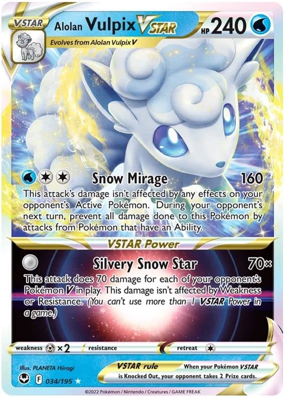 Pokémon Alolan Vulpix VSTAR 034/195 - English 1pcs + Toploader