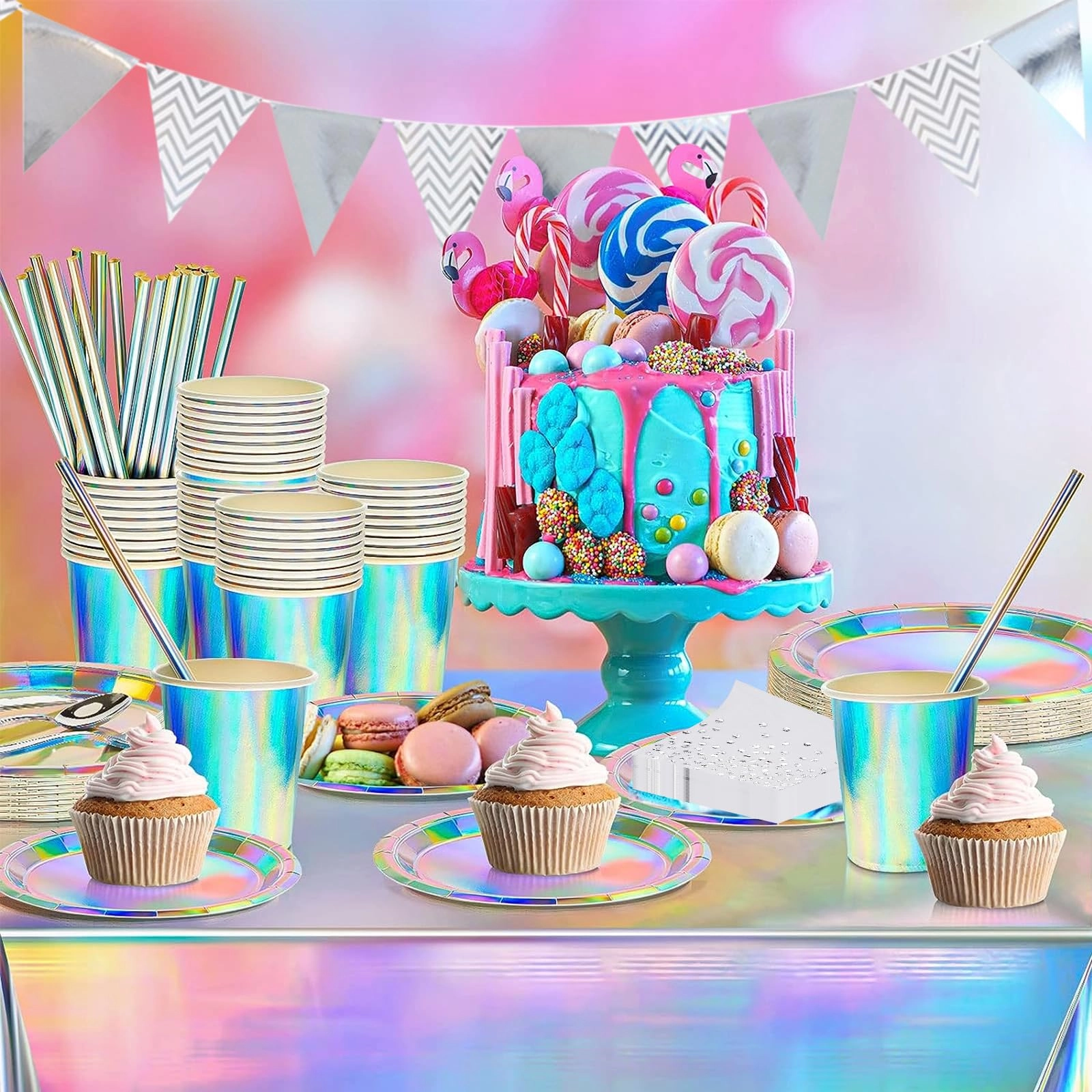 Neon Party Tableware Set - Serves 20 Guests Birthday