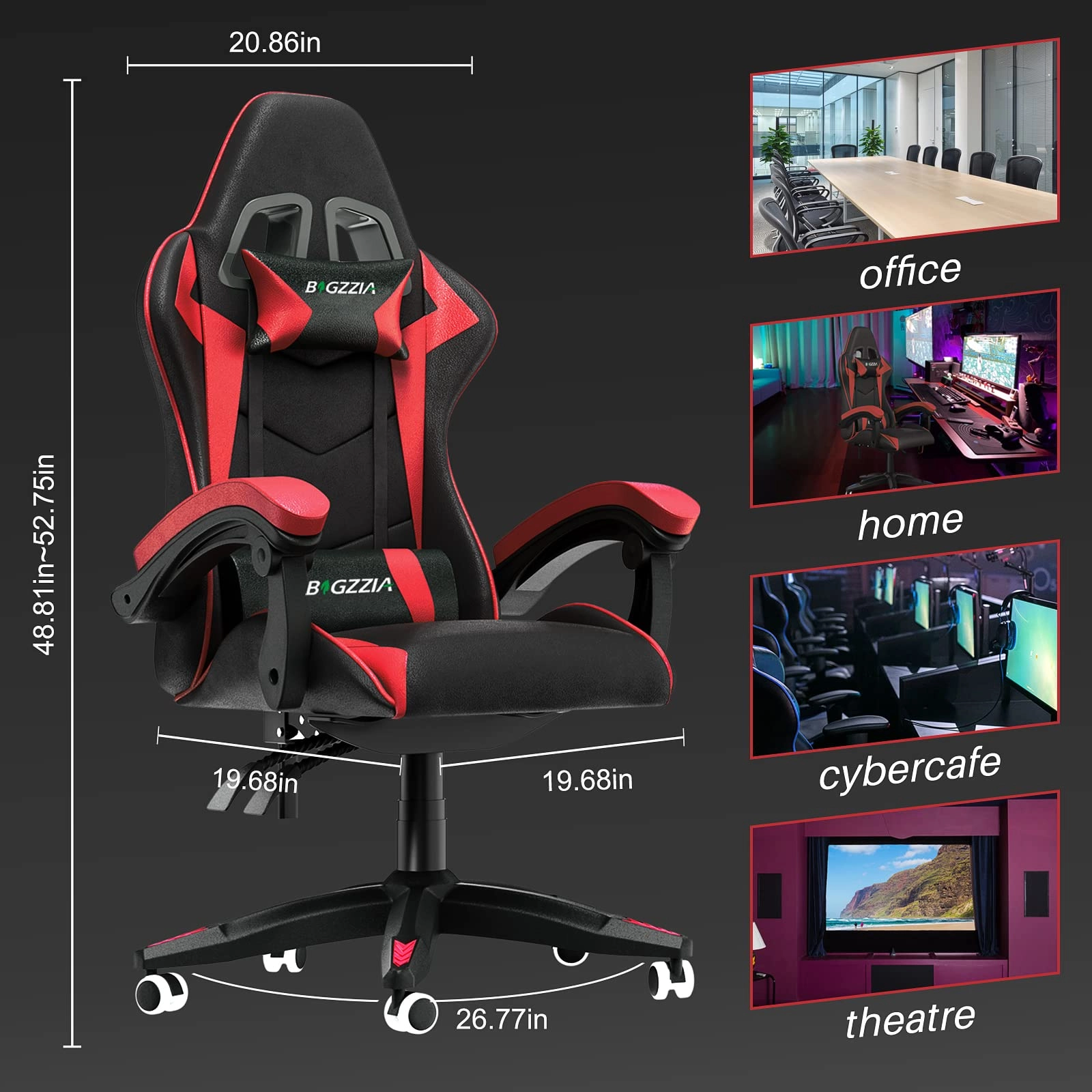 white LED gaming chair - RGB Reclining PU Leather