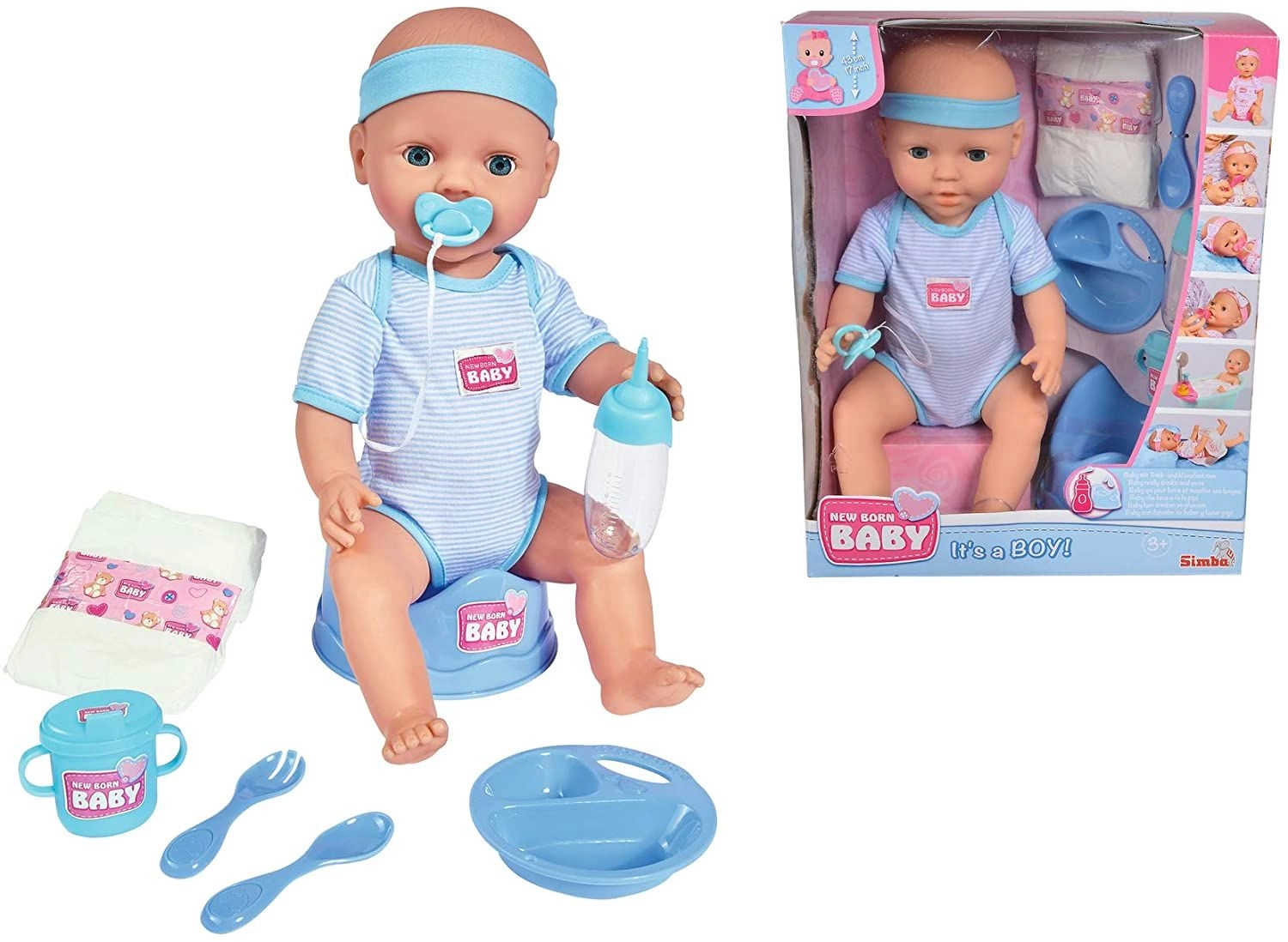 New Born Baby Doll - 43cm Light Blue Ages 3+