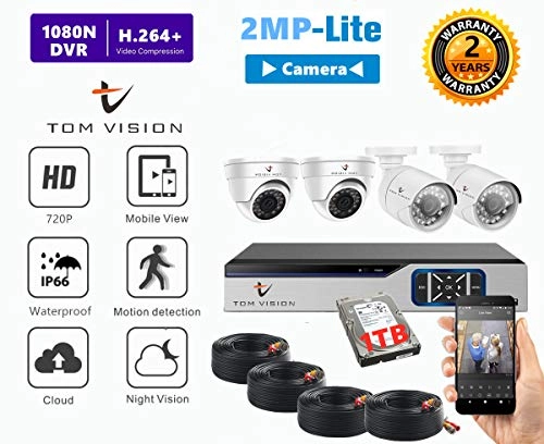 2Megapixels 4Channel Home Security Camera System - 4Pcs 720p