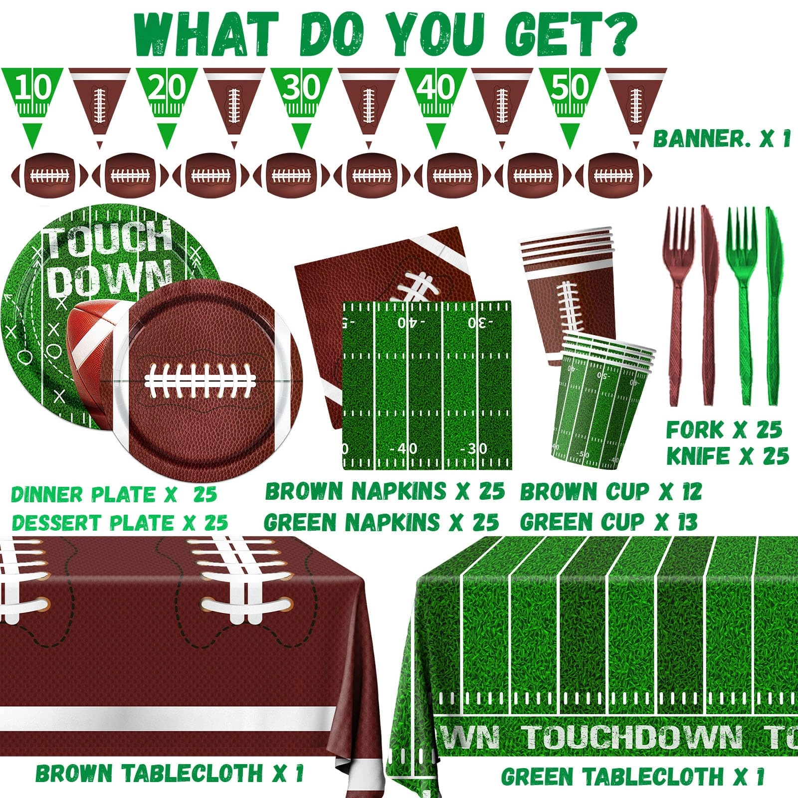 Football Birthday Party Decorations - 191Pcs Birthday