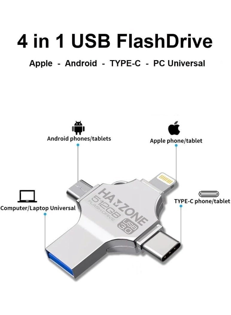4-in-1 USB Flash Drive - for iPhone 512GB