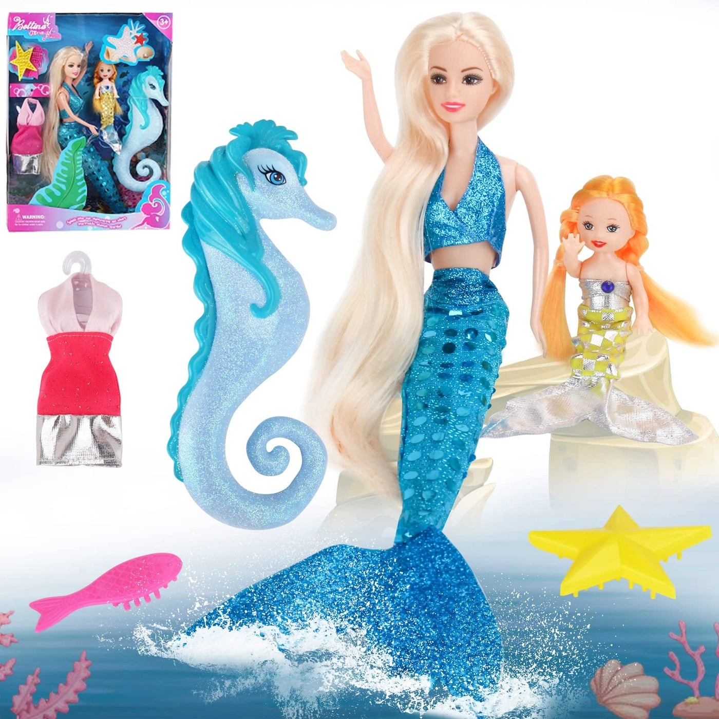 Mermaid Doll - Princess + Seahorse Play Set