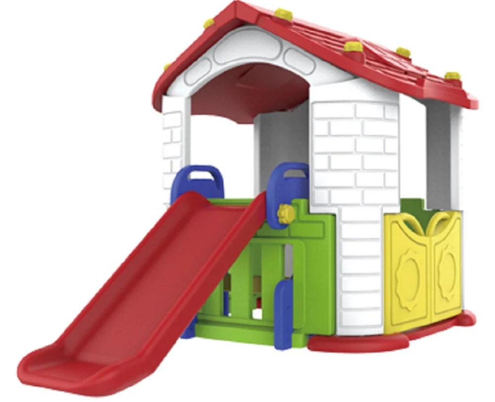 Fun Slide Playhouse - Roof Brick Design Red