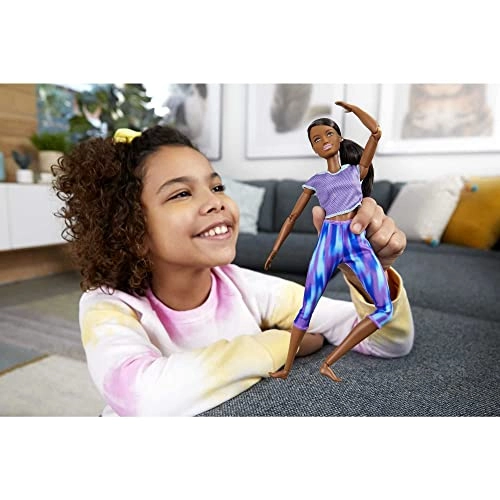 Barbie Made to Move Doll - 22 Flexible Joints Curly Brunette Ponytail Athleisure-wear Ages 3+