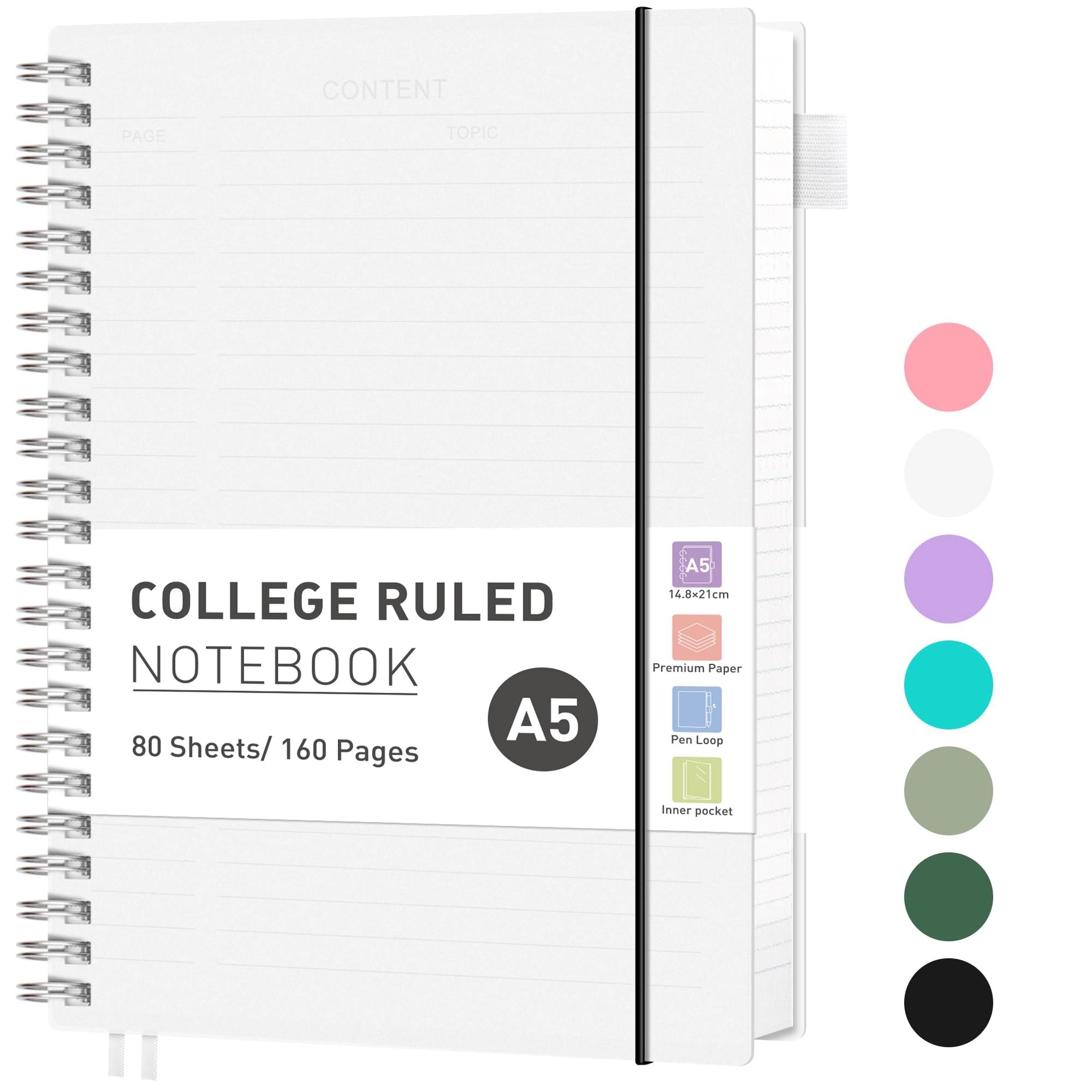 Notebook A5 Spiral - Lined 80 Sheets