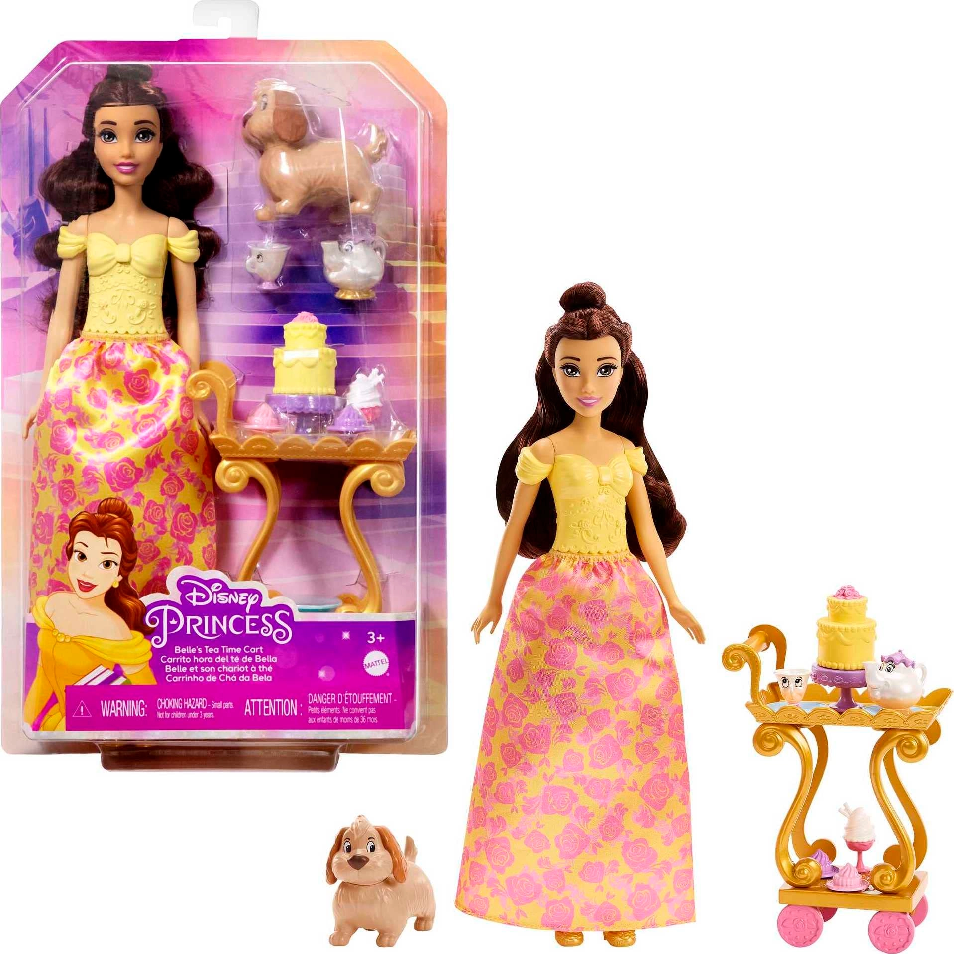 Disney Princess Belle Doll and Playset - Tea Time Cart with Mrs. Potts and Chip