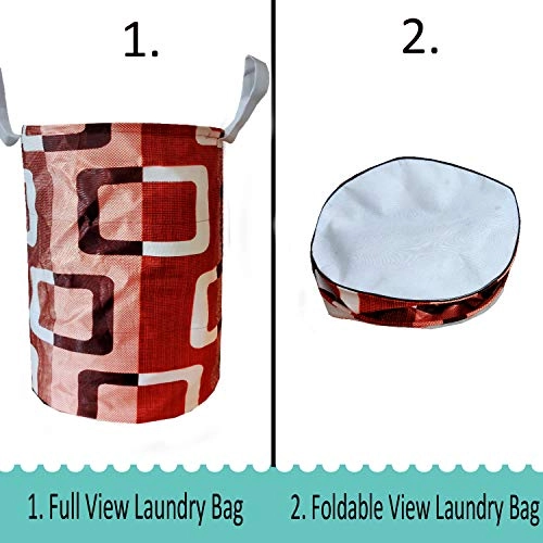 Washing Machine Cover - Washable Dustproof 23 X 23 X 33 inches + Designer Laundry Bag - Brown Floral