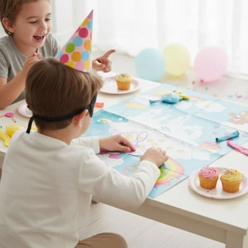 Cheerful Care Bears “Sit The Bear on The Cloud” Cardstock Party Game - 12 months and up 18-piece