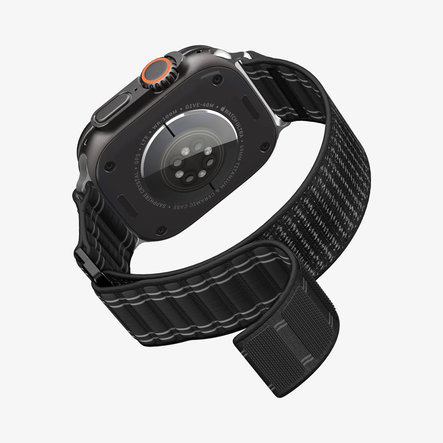 TPU Rugged Ultra Watch Band for Apple Watch 49/45/44mm (Matte Black)