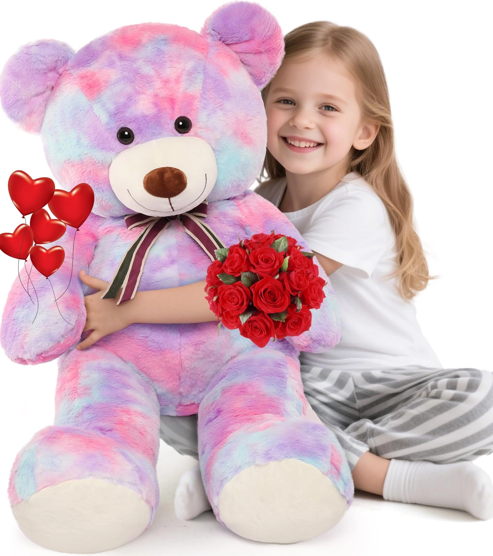 tezituor Teddy Bear - 40in Rainbow Purple