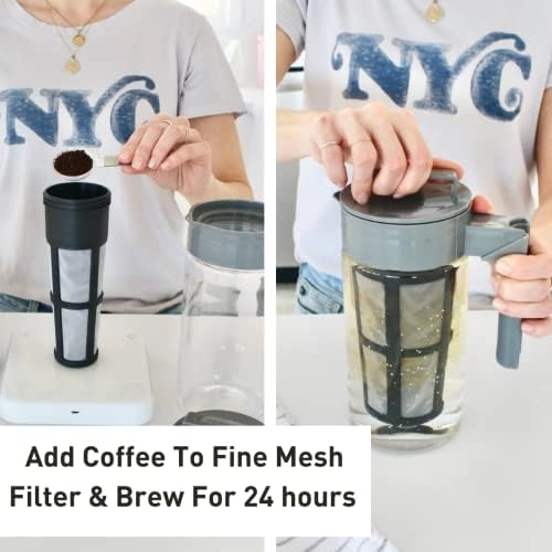 Deluxe Cold Brew - Airtight Lid & Silicone Handle Fine-Mesh Filter