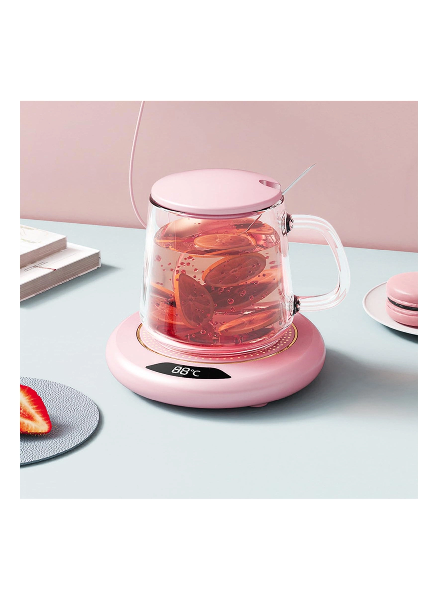 Coffee Mug Warmer - 4.4 inch diameter pink USB plug-in