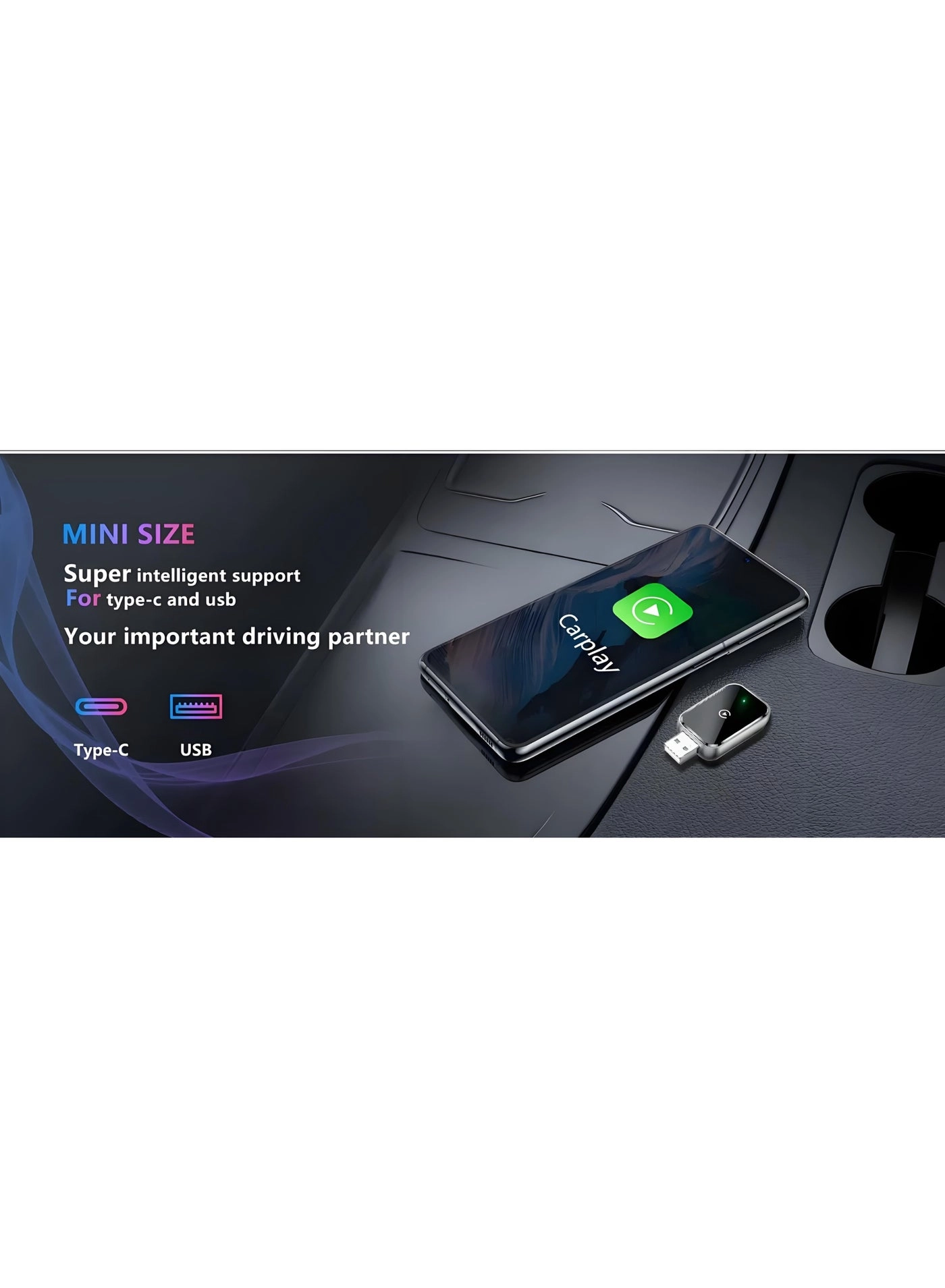 Wireless CarPlay Adapter - For iPhone Android USB & USB-C