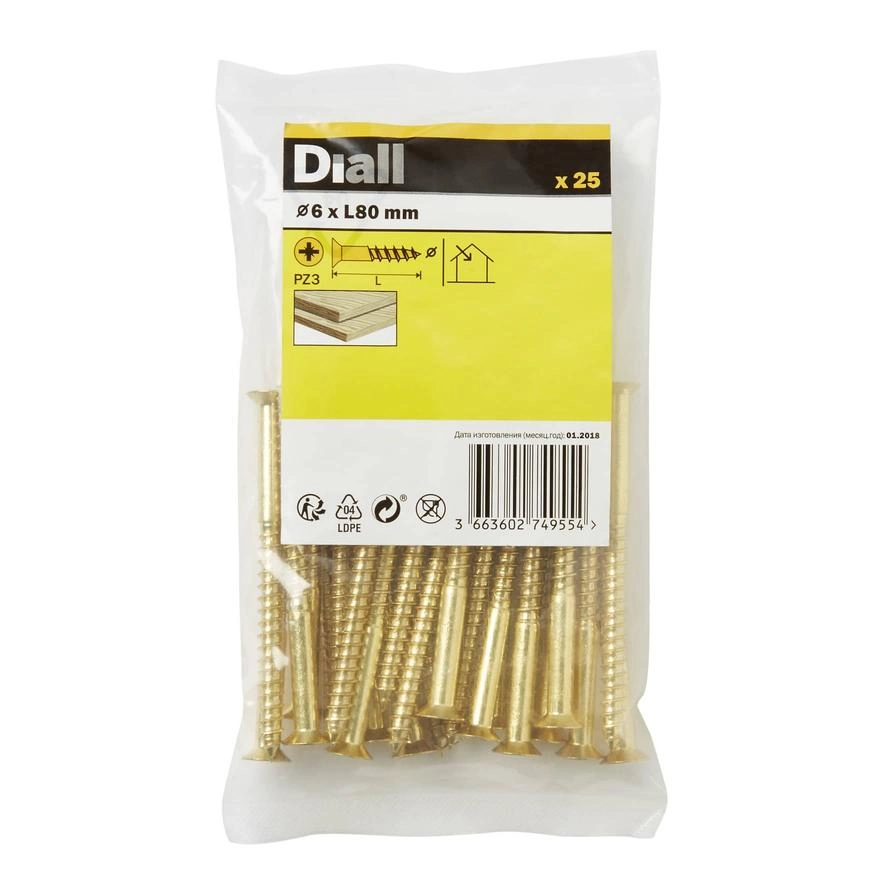 Diall Wood Screw - 80mm 6mm