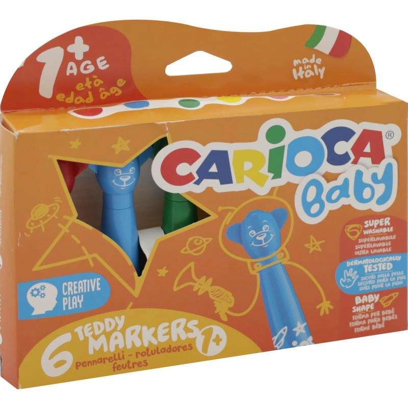 Carioca Teddy Felt-tip Marker - 6 Pieces Assorted Color