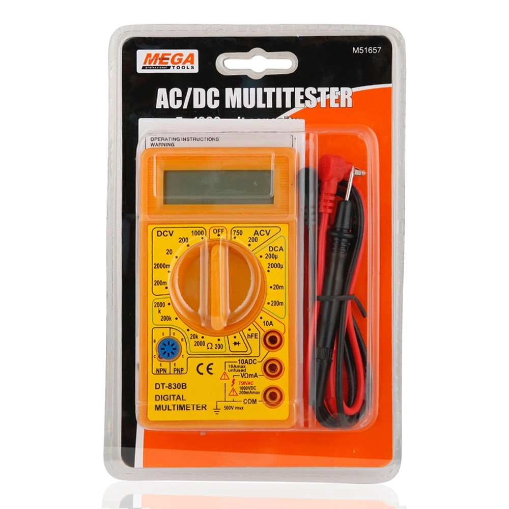 MEGA AC/DC Digital Multitester - Multicolour 6 Functions