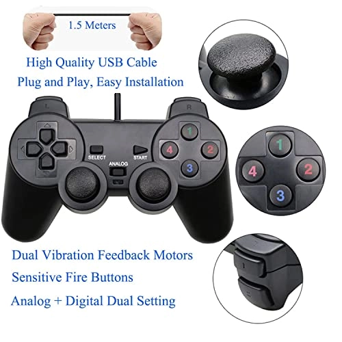 USB Wired Game Controller - Windows PC Raspberry Pi Steam Roblox RetroPie RecalBox