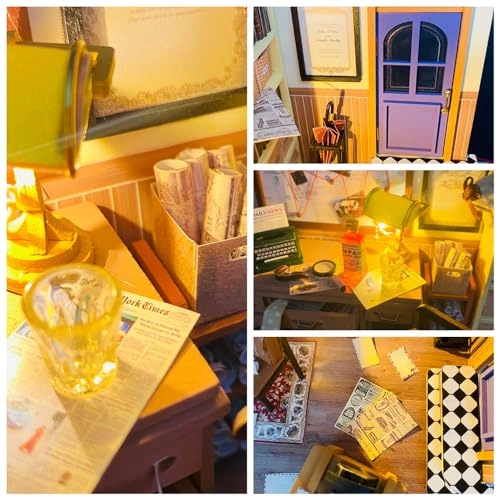 DIY Dollhouse Miniature Kit - Dust Proof Cover Gray Wood