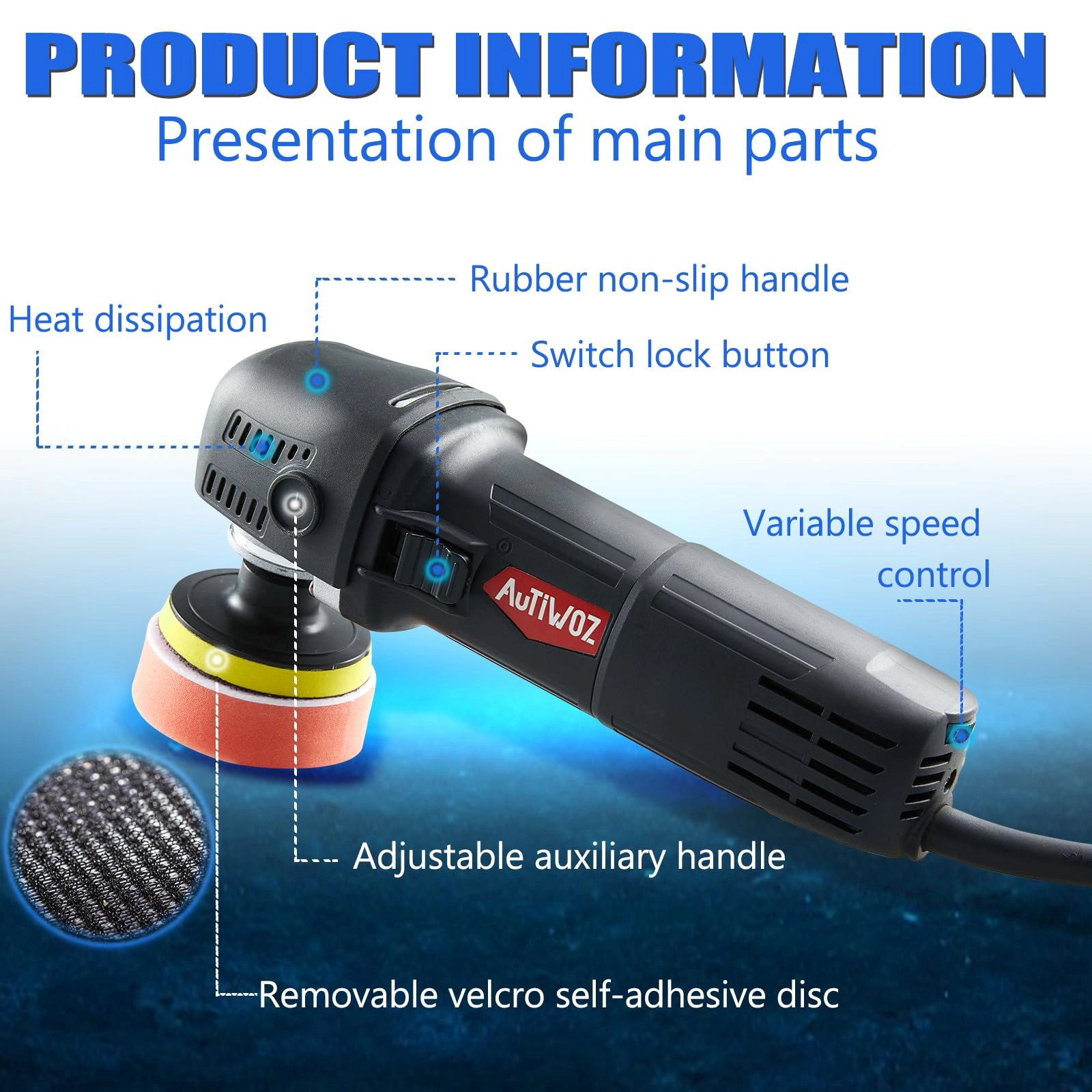 Rotary Car Polisher - 850W 1/2/3inch