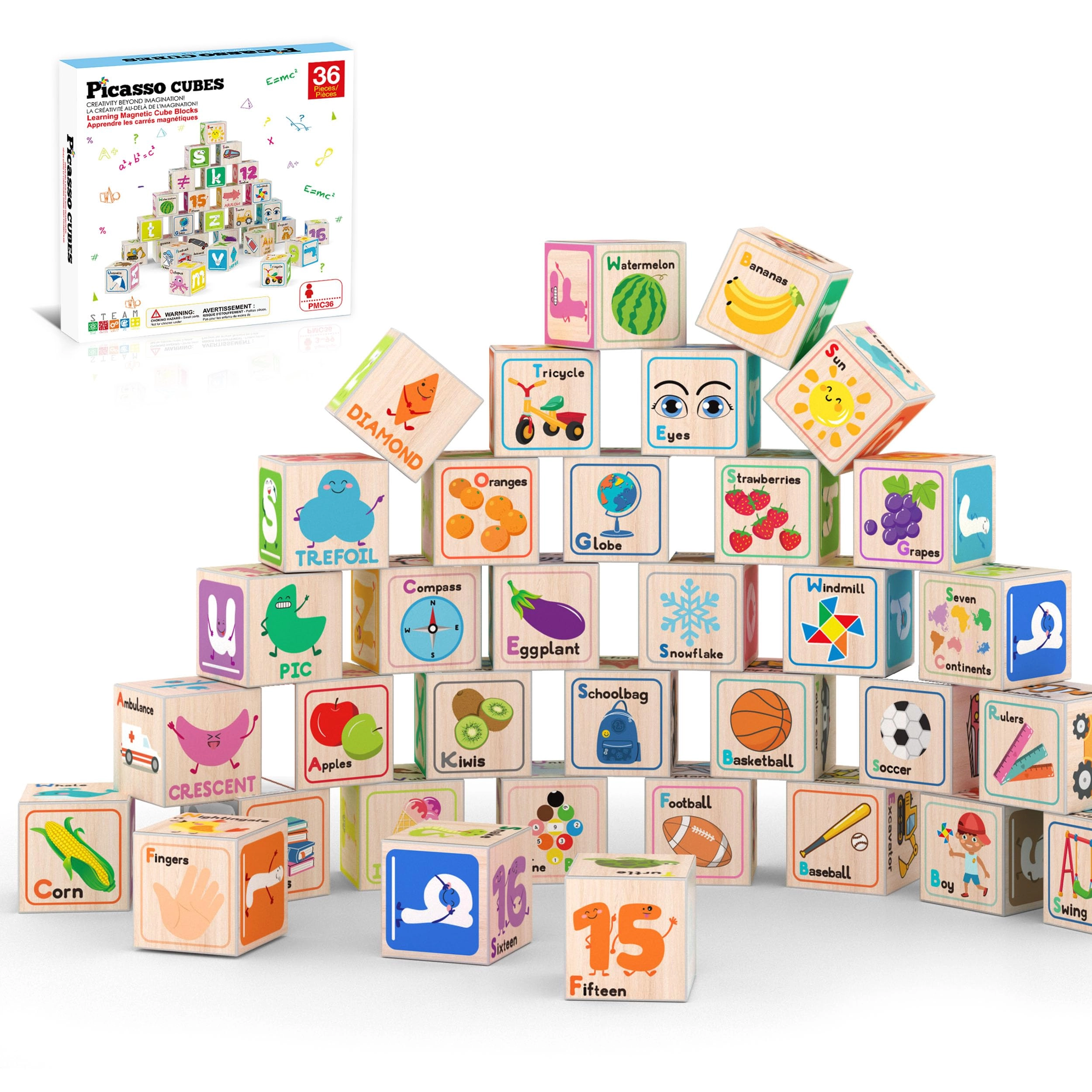 PicassoTiles Magnetic Cubes - Animals 36pcs