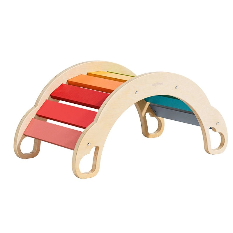 Rainbow Wooden Climber - 4-in-1 With Cushion