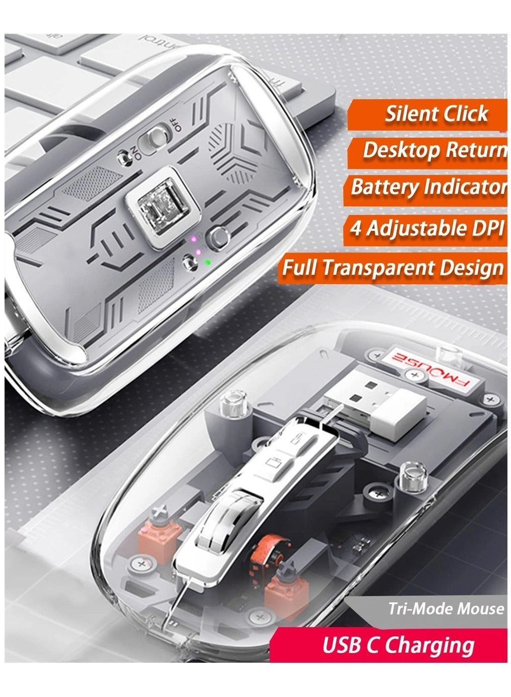 LED Rechargeable Slim Silent Mouse - Wireless