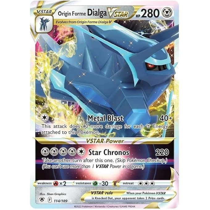 rayihni ORIGIN FORME DIALGA VSTAR 114/189 - SWSH ASTRAL RADIANCE + TITANCARDS TOPLOADER