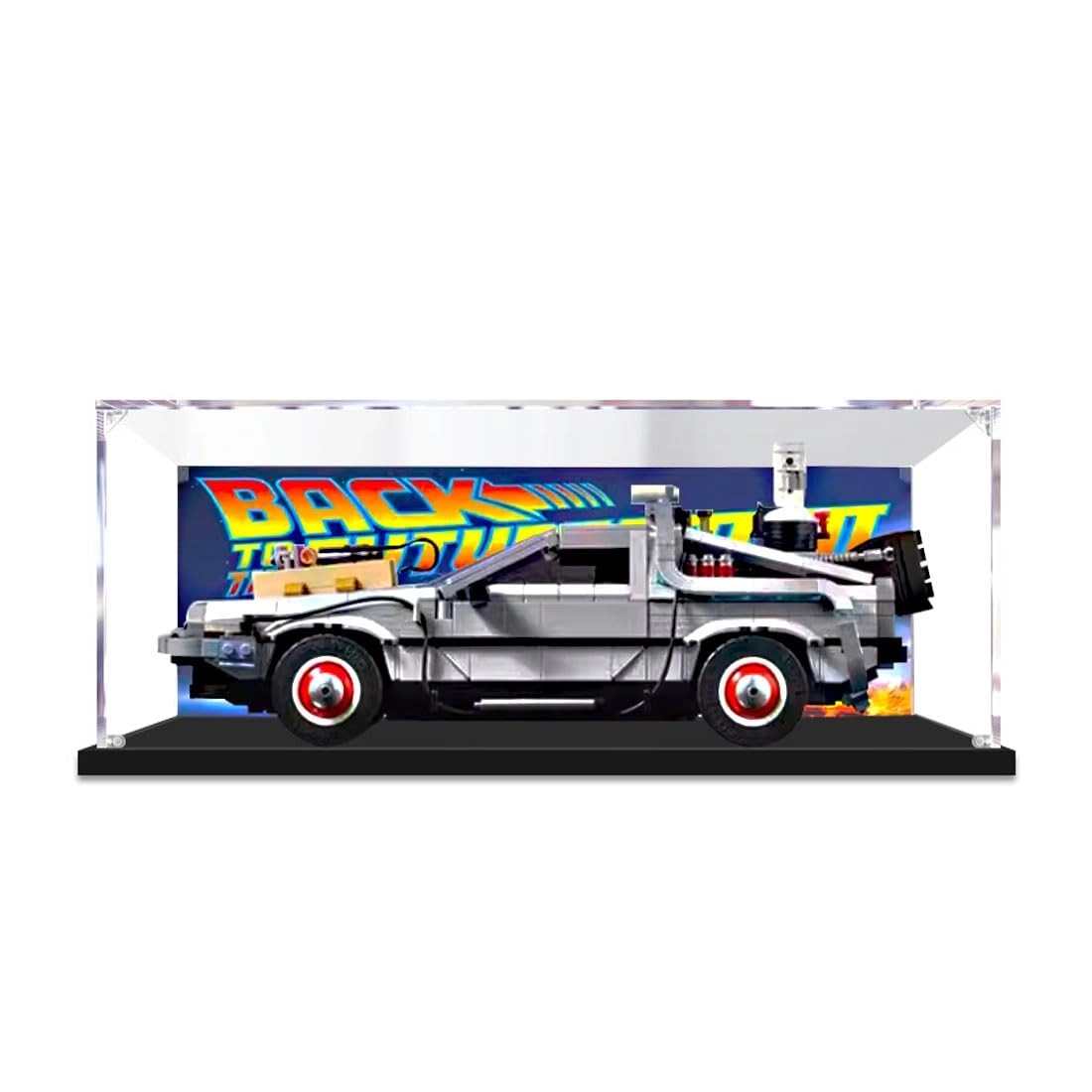 Acrylic Display case for Lego Back to The Future Time Machine 10300 - 40 x 25 x 20 cm Background Spray Painting Model-b