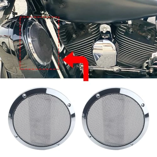 Saddlebag Lid Speaker Grill Cover - Chrome & Black Plastic + steel