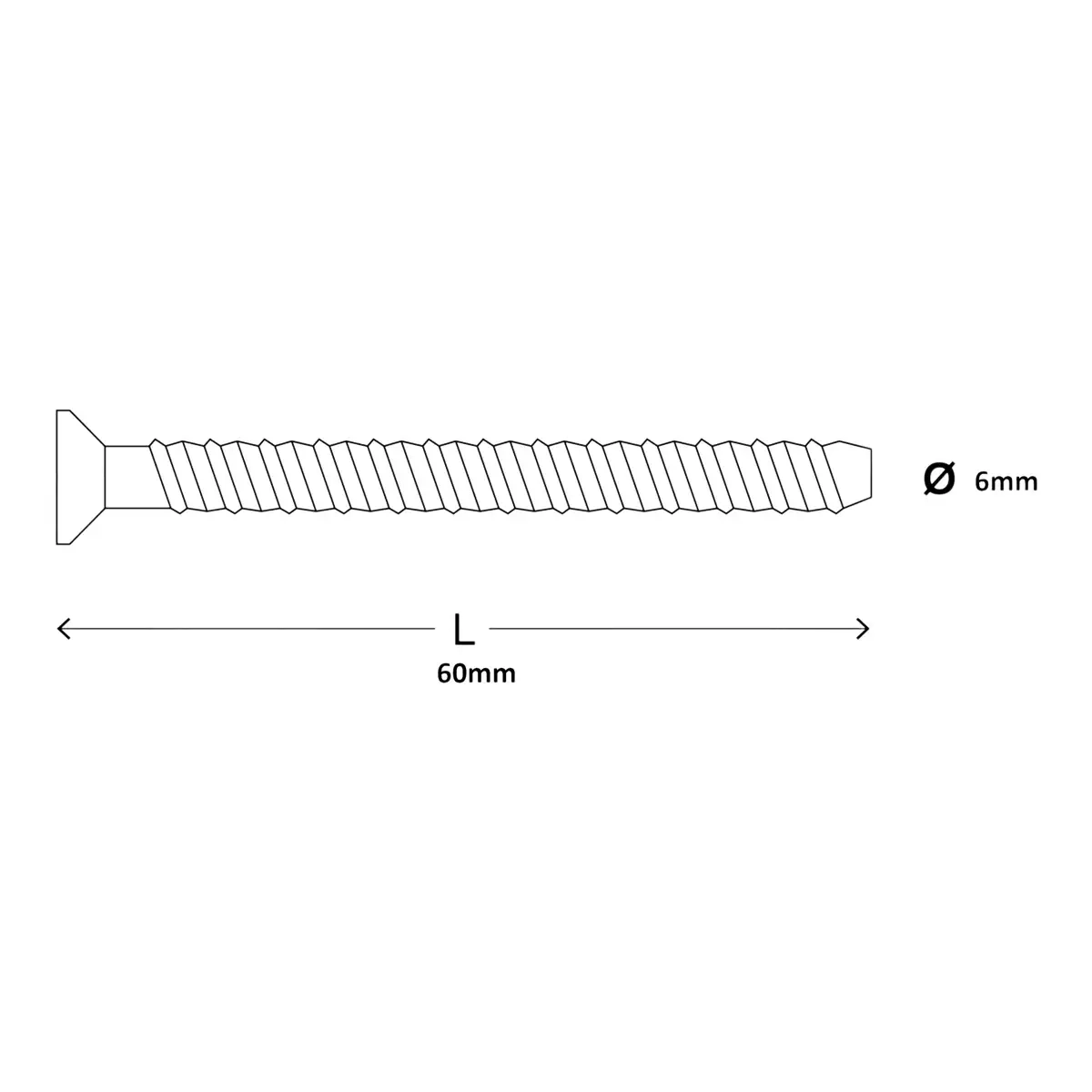 Steel Pan Head Concrete Screw - L. 6 cm Dia. 0.6