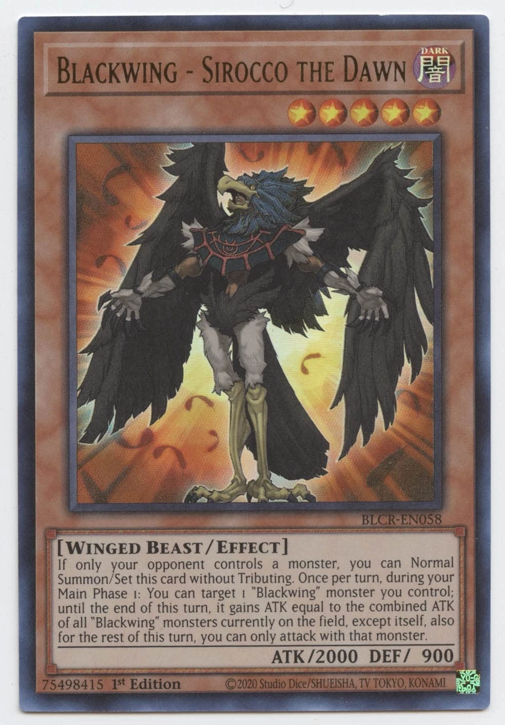 Yu-Gi-Oh! Blackwing Sirocco The Dawn BLCR-EN058