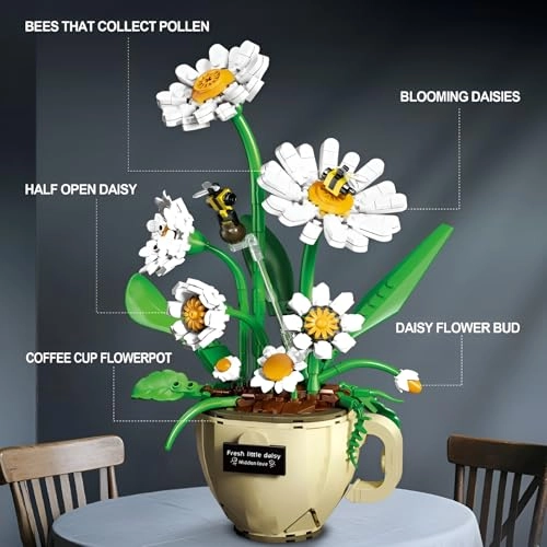 Flower Coffee Cups Building Blocks Kit - Daisy 496 pcs